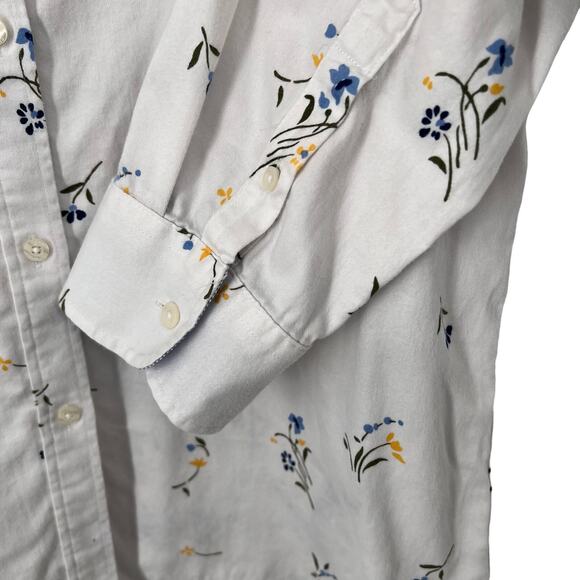 Ralph Lauren Chaps Womens Sz Medium No Iron Soft Flowers White Button Shirt Top - Picture 6 of 10